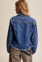 Blue Haze Ruffled Hem Denim Jacket