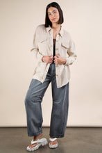 Taupe Mineral Washed Oversized Gauze Shacket Jacket