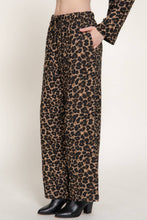 Brown Elastic Waist Leopard Printed Double Gauze Pants