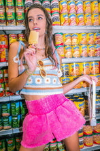 Blue High-Waist Washed Twill Shorts