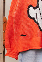 Orange Halloween Spooky Face Ghost Knit Top