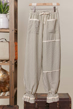 Olive Lace Accents Stripped Mello Jogger Pants