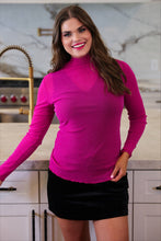 Magenta Glitter Keigan Mesh Top