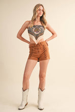 Camel Suede Lace Up Micro Shorts