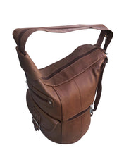 Brown cowhide leather backpack