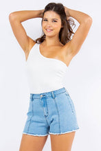 Light Western Faux Suede Horseshoe Denim Shorts