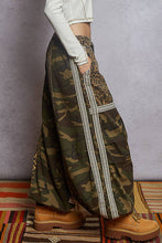 Olive Camo Printed woven contrast band trim jogger POL pants