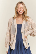 LIGHTWEIGHT FLORAL SWEATER CARDIGAN - CESW3607: IVORY / S-M-L(2-2-2)