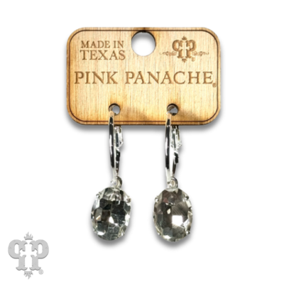 Silver Oval rhinestone earring on hoop