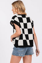 Black White Checkered Knit Sleeveless Top