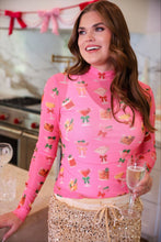 Pink Holiday Drinks Keigan Mesh Top