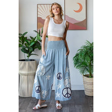 Blue Washed Smocked Peace And Star Patchwork Oli+Hali Pants