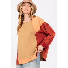 Toast Mineral Wash Color Block Sage+Fig Top