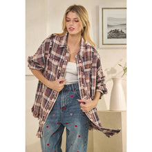 Washed Navy Plaid Snap Button Down Oli+Hali Jacket