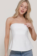 Off White Peplum Soft Knit Jersey Tube Top