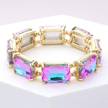 Multi Emerald Cut Stone Stretch Evening Bracelet