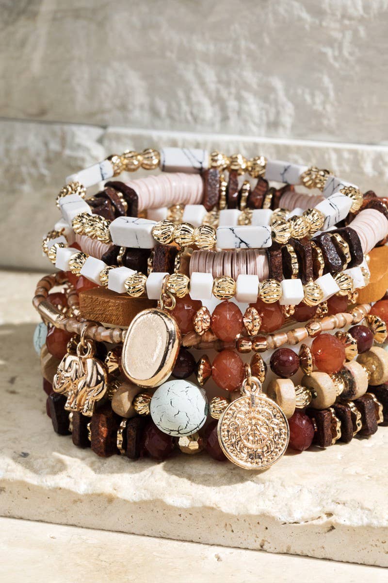 Pink Sand Multi Layered Natural Stone Bracelet