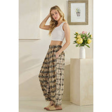 Sand Combo Washed Plaid Wide Leg Oli+Hali Pants