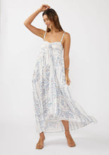 Creamy Dusty Blue Hi-Lo Spaghetti Strap Patchwork Ruffle Maxi Dress