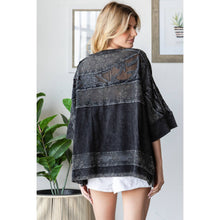 Black Washed Lace Contrast Boxy Loose Oli+Hali Top