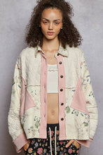 Pink Multi Long sleeve printed patchwork woven shirt quilted POL jacket