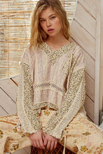 Violet Multi Vintage v-neck long sleeve floral print woven POL top