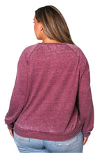 Burgundy Plus Long Sleeve Rib Cuff & Hem Sweatshirt