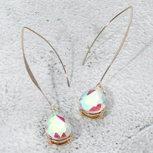 Peach Teardrop Stone Cluster Long Drop Earrings