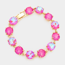 Lavender Opal American USA Round Stone Link Evening Bracelet