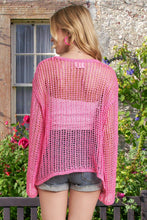 Hot Pink Sequins Accent Crochet Cover Up