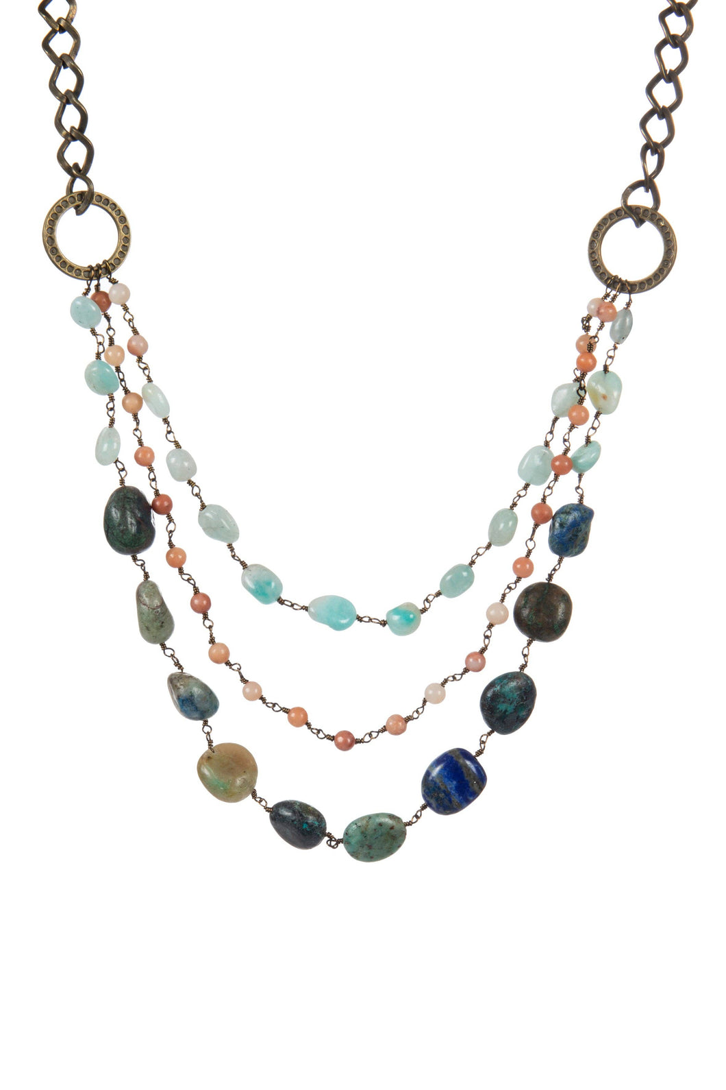 Azurite Handmade Azurite Beaded Chain Layered Necklace