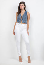 Medium Wash Tie-Front Denim Vest