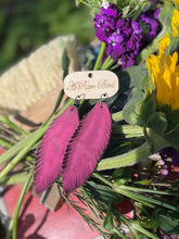 Hand-cut Pink Leather Feather Rare Bird Earrings