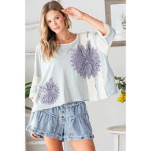 Light Blue Washed 3D Flower Boxy Knit Oli&Hali Top