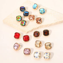 Saphire Square Cut Gem Evening Stud Earrings