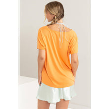 Orange V Neck Dolman Short Sleeve Top