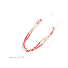 Coral Gold Pearl Accent Beaded Layered Chain Anklet