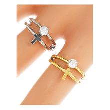 Stainless Steel Cross Diamond Ring