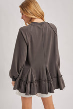 Ash French Terry Ruffled Tiered Hem Tunic Sweatshirt