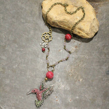 Primitive Peddler Scents Of Summer Hummingbird Pink Necklace