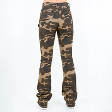 Olive Camo Patchwork Stacked Pants