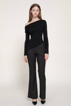 Black Long Sleeve Asymmetric Gathered Sweater
