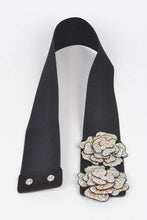 Black Stone Flower Elastic Belt