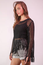 Black Oversized Net Summer Crochet Knit Sweater Top