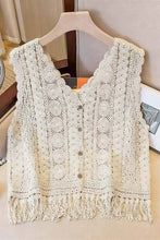Beige Crochet Fringe Sweater Vest