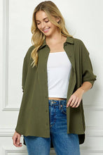 Khaki Oversized Boyfriend Light Weight Air flow Button Up Shirt