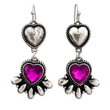 Crystal Turquoise Navajo Heart Blossom Silver Earrings: