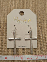 Pomina Matte Silver Cross Earrings – Lightweight, Hypoallergenic, 2 Inches, Dangle