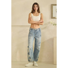 Denim Floral Embroidered Distressed Oli+Hali Jeans