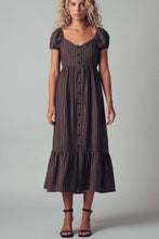 Brown Multi Check Puff Sleeve Smocked Midi Urban Daizy Dress